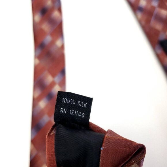Van Heusen Brown Abstract Striped Silk Tie - Picture 4 of 6